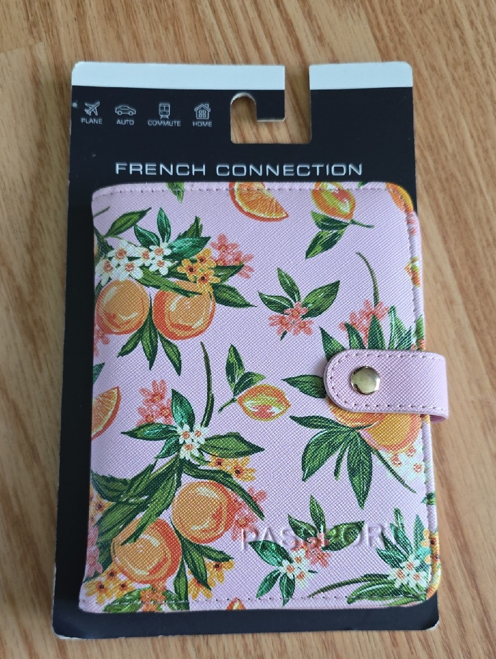 French Connection Black Travel Passport Holder